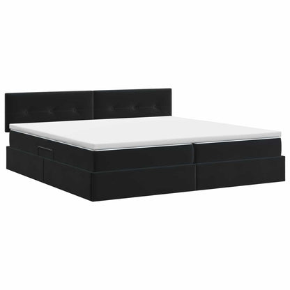 Opslag bed met hoofdeinde Zwart 200 x 200 cm Fluweel