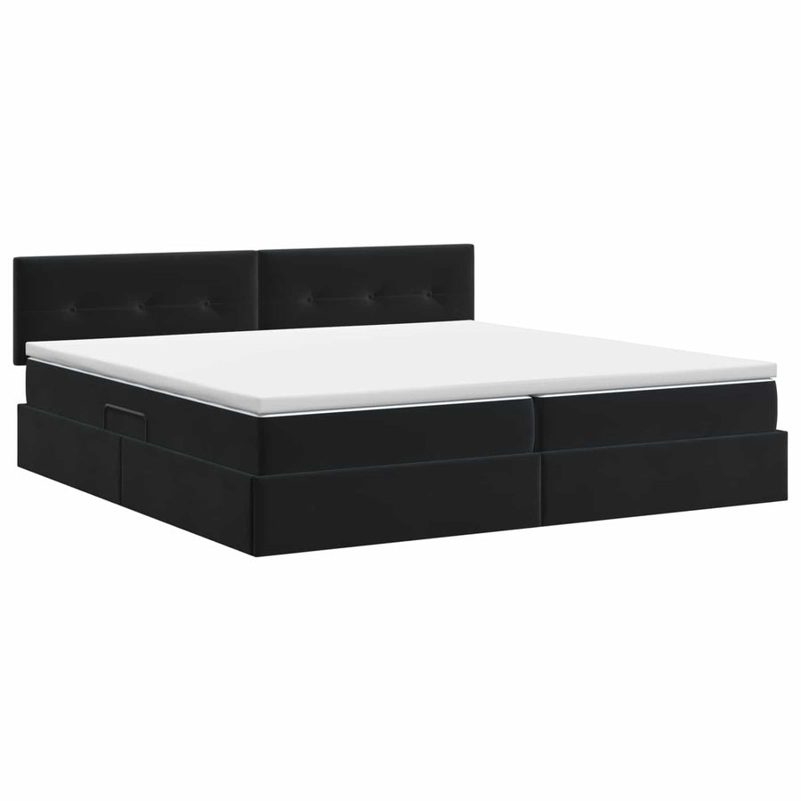 Opslag bed met hoofdeinde Zwart 200 x 200 cm Fluweel