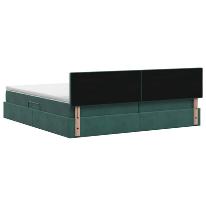 Opslag bed met hoofdeinde Donkergroen 200 x 200 cm Fluweel