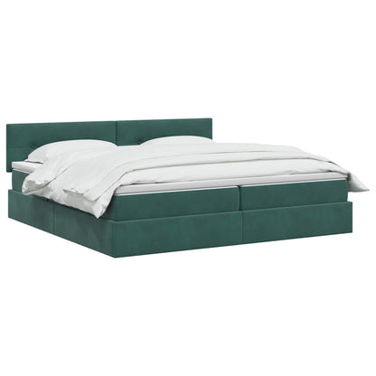 Opslag bed met hoofdeinde Donkergroen 200 x 200 cm Fluweel