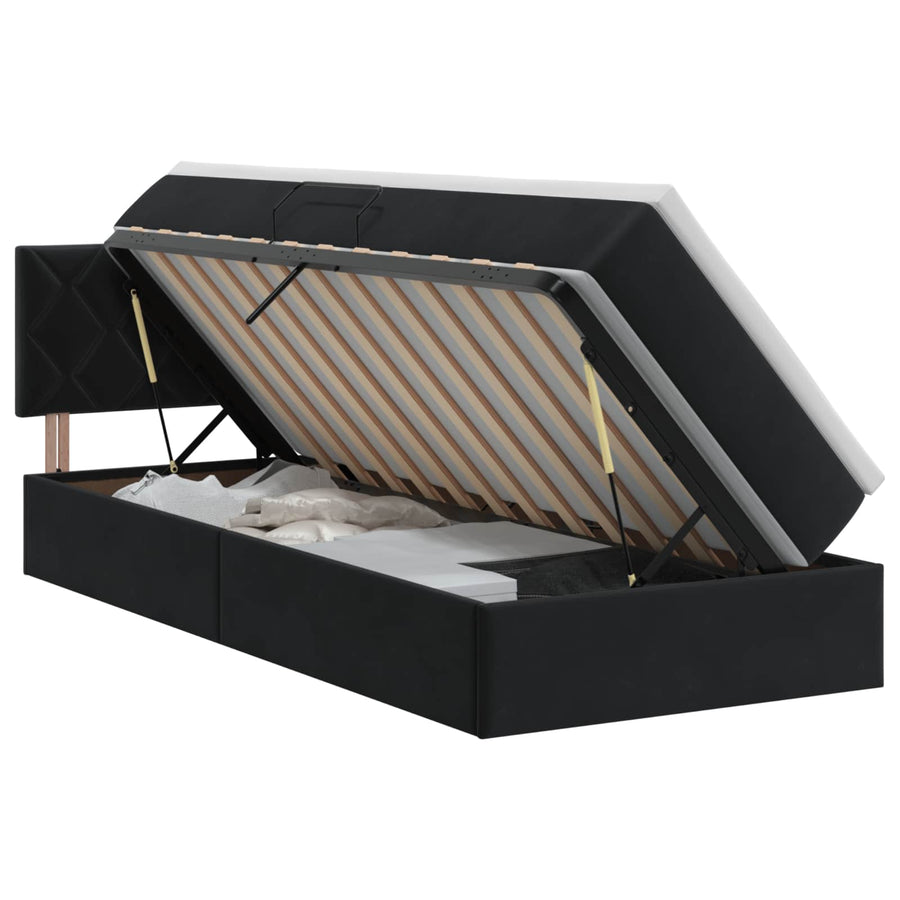 Opslag bed met hoofdeinde Zwart 90 x 190 cm Fluweel