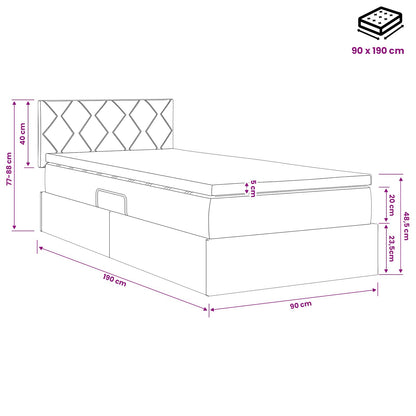 Opslag bed met hoofdeinde Roze 90 x 190 cm Fluweel