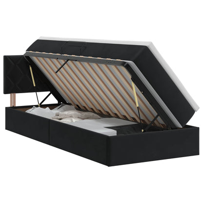 Opslag bed met hoofdeinde Zwart 90 x 200 cm Fluweel