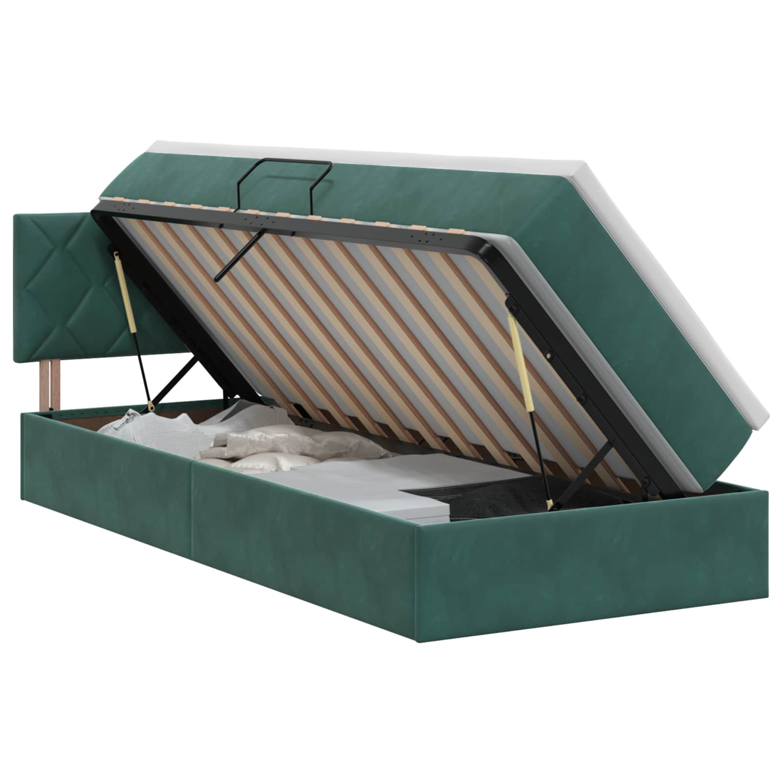 Opslag bed met hoofdeinde Donkergroen 90 x 200 cm Fluweel