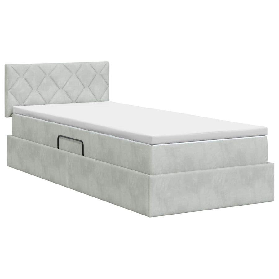 Opslag bed met hoofdeinde Lichtgrijs 100 x 200 cm Fluweel