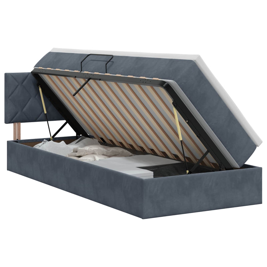 Opslag bed met hoofdeinde Donkergrijs 100 x 200 cm Fluweel