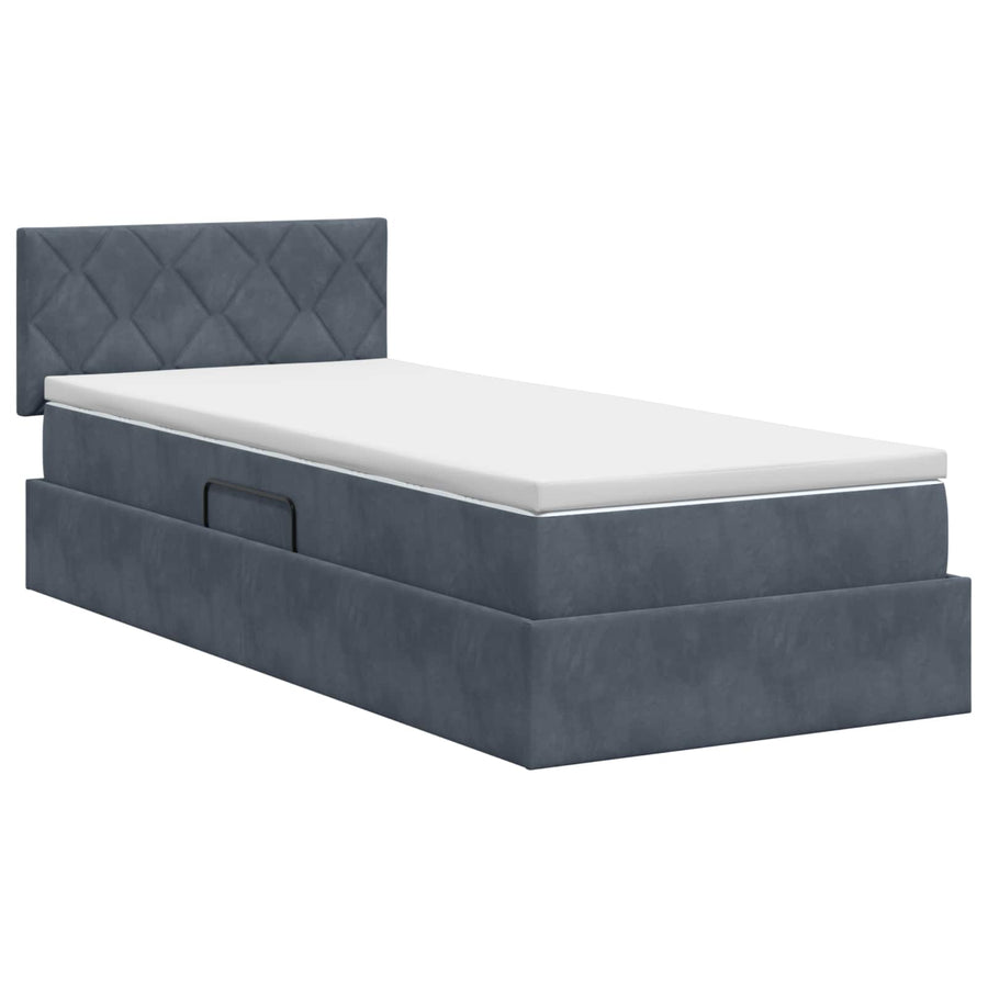 Opslag bed met hoofdeinde Donkergrijs 100 x 200 cm Fluweel