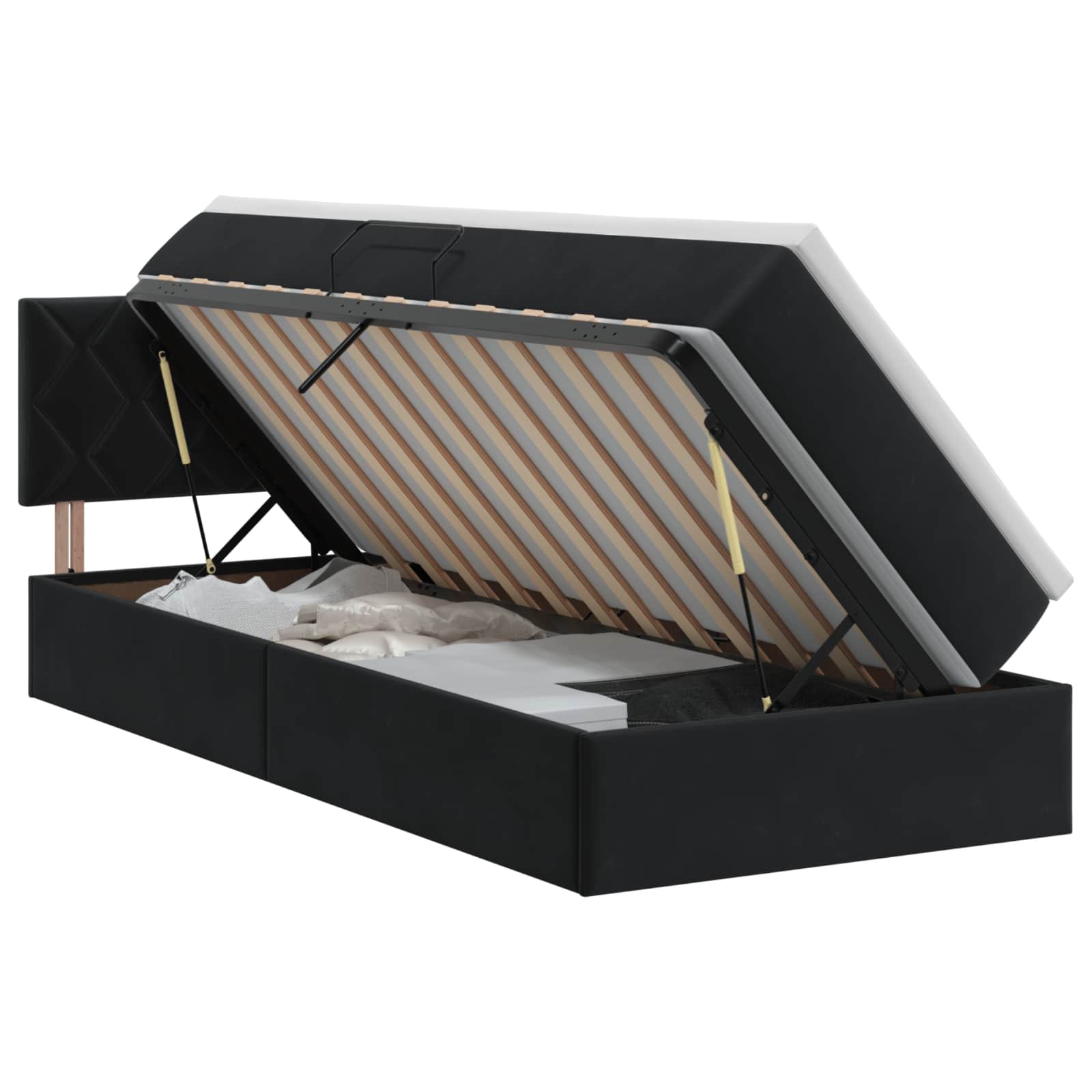 Opslag bed met hoofdeinde Zwart 100 x 200 cm Fluweel