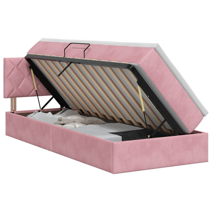 Opslag bed met hoofdeinde Roze 100 x 200 cm Fluweel