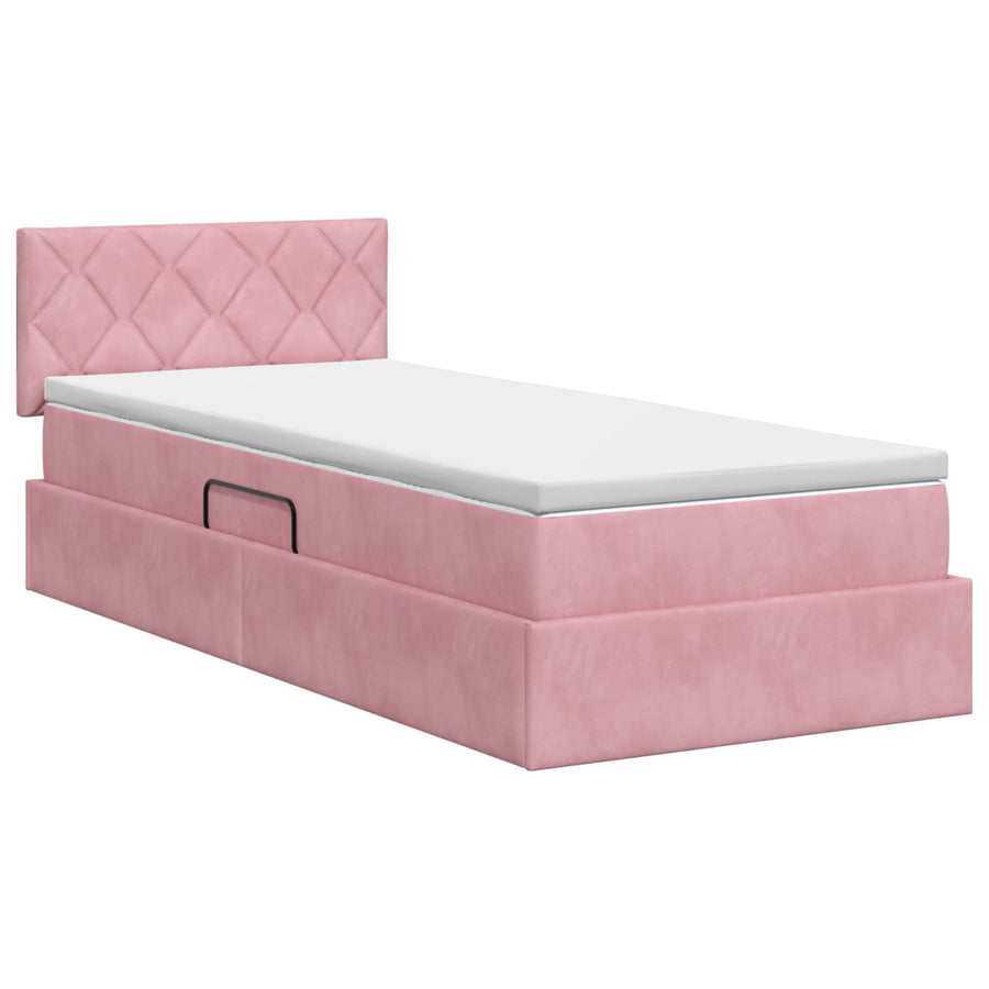 Opslag bed met hoofdeinde Roze 100 x 200 cm Fluweel