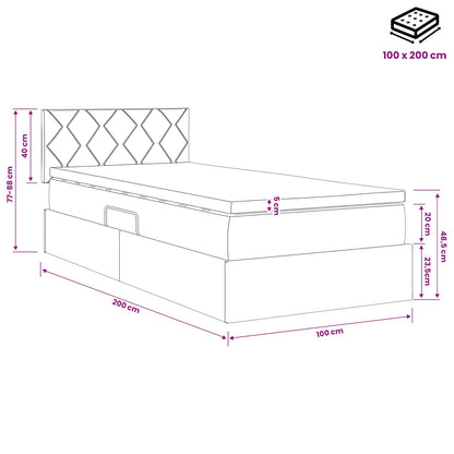 Opslag bed met hoofdeinde Roze 100 x 200 cm Fluweel