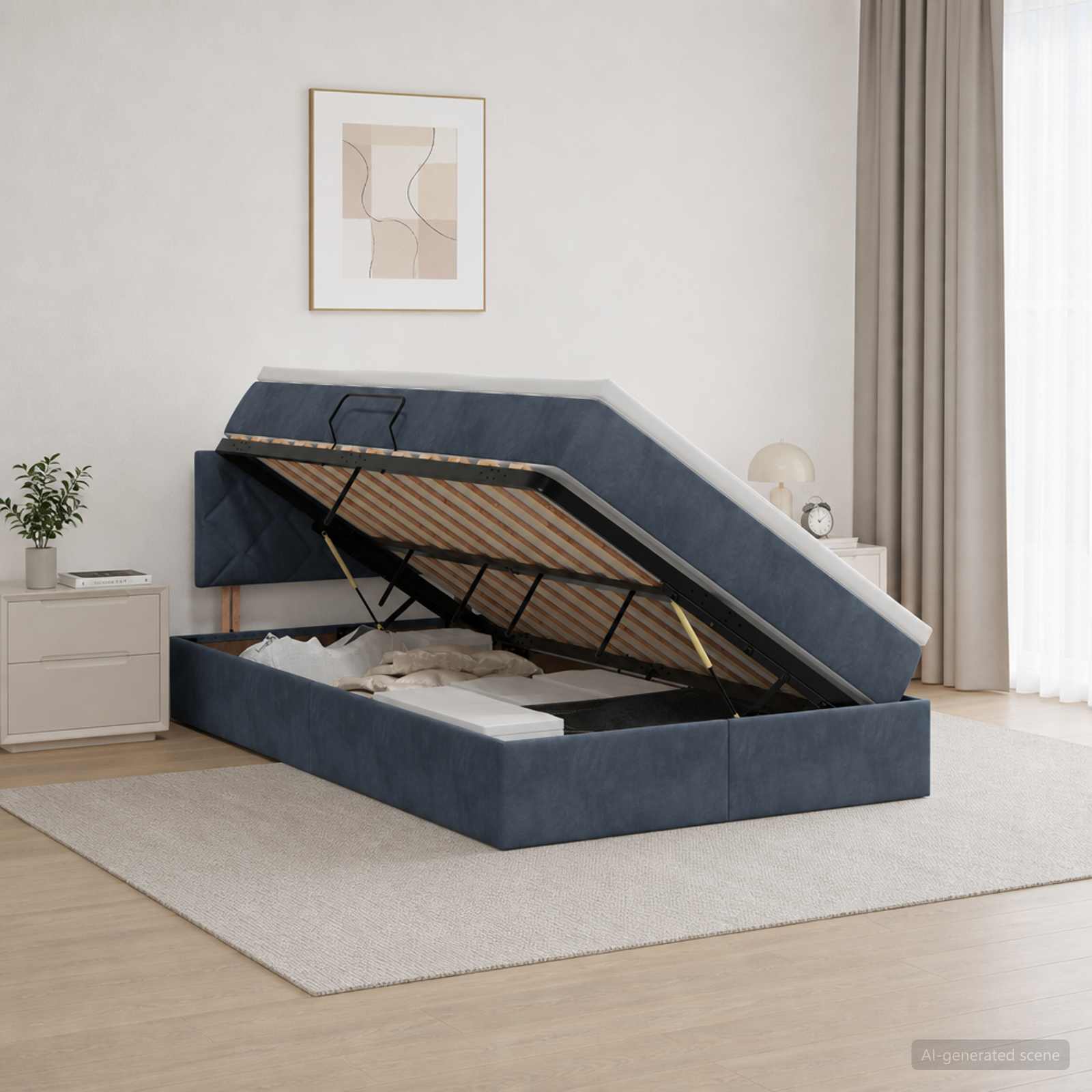 LED Opslagbed met Matras Donkergrijs 120 x 200 cm Fluweel