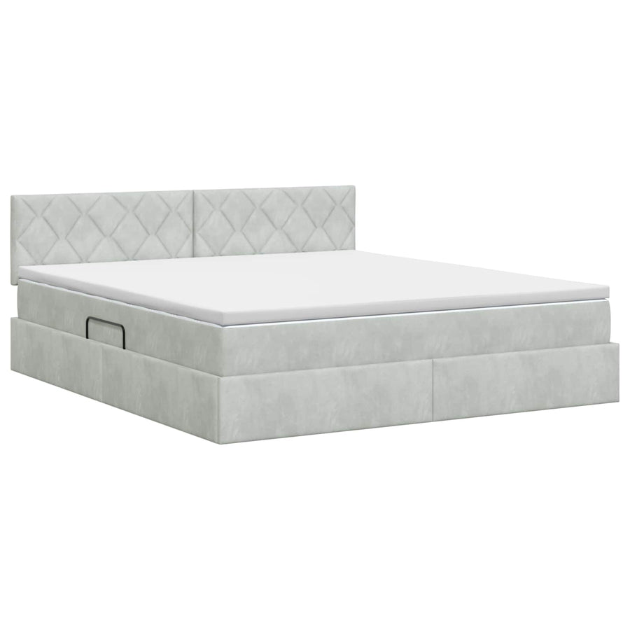 Opslag bed met hoofdeinde Lichtgrijs 160 x 200 cm Fluweel
