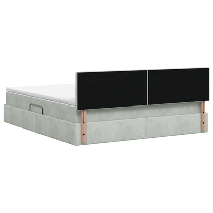 Opslag bed met hoofdeinde Lichtgrijs 160 x 200 cm Fluweel