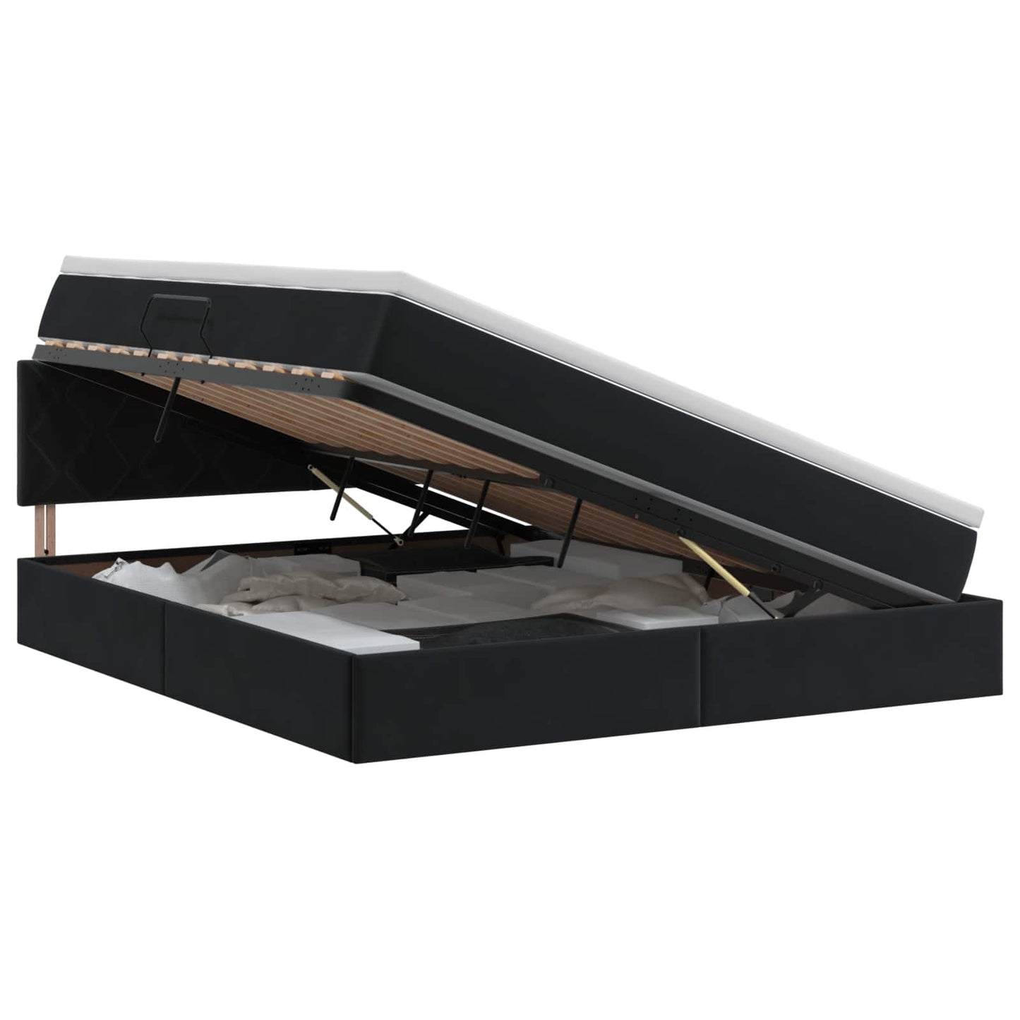 Opslag bed met hoofdeinde Zwart 160 x 200 cm Fluweel