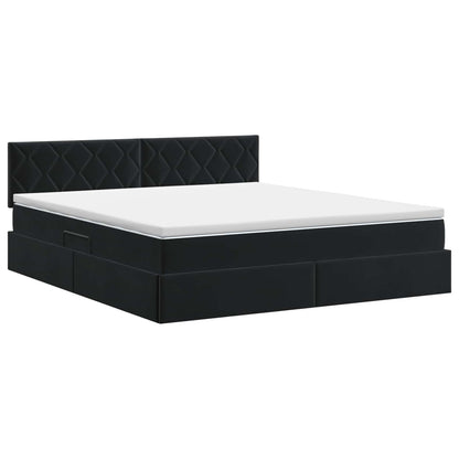 Opslag bed met hoofdeinde Zwart 160 x 200 cm Fluweel