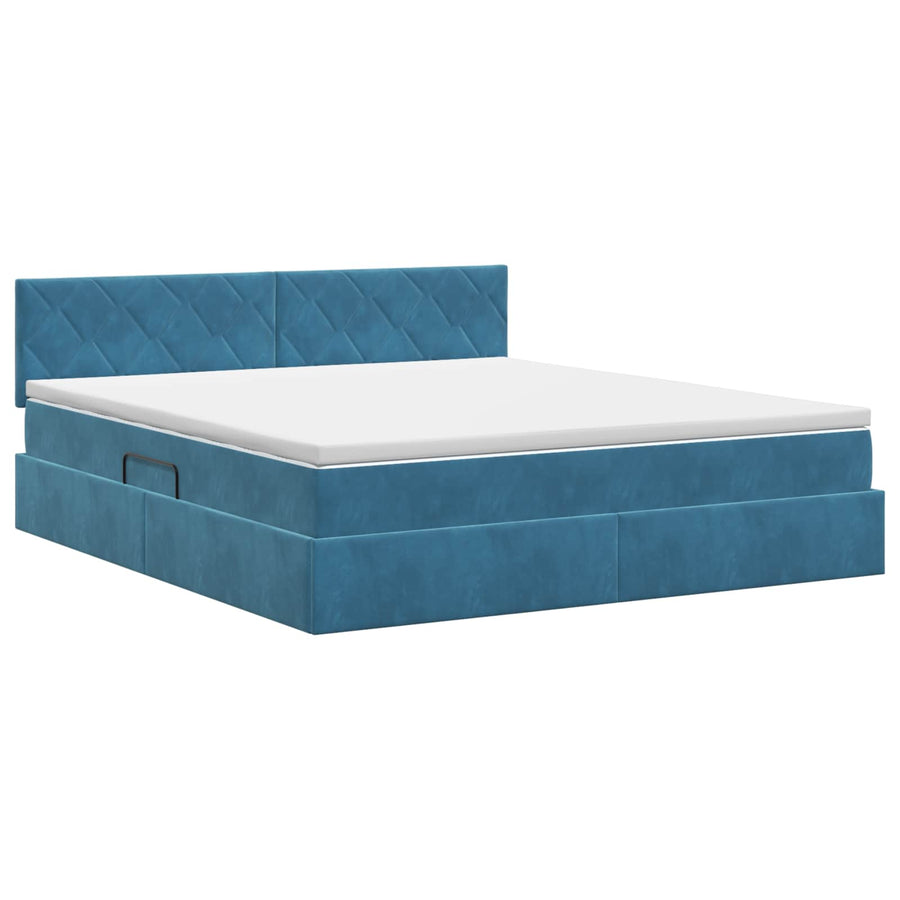 Opslag bed met hoofdeinde Donkerblauw 160 x 200 cm Fluweel