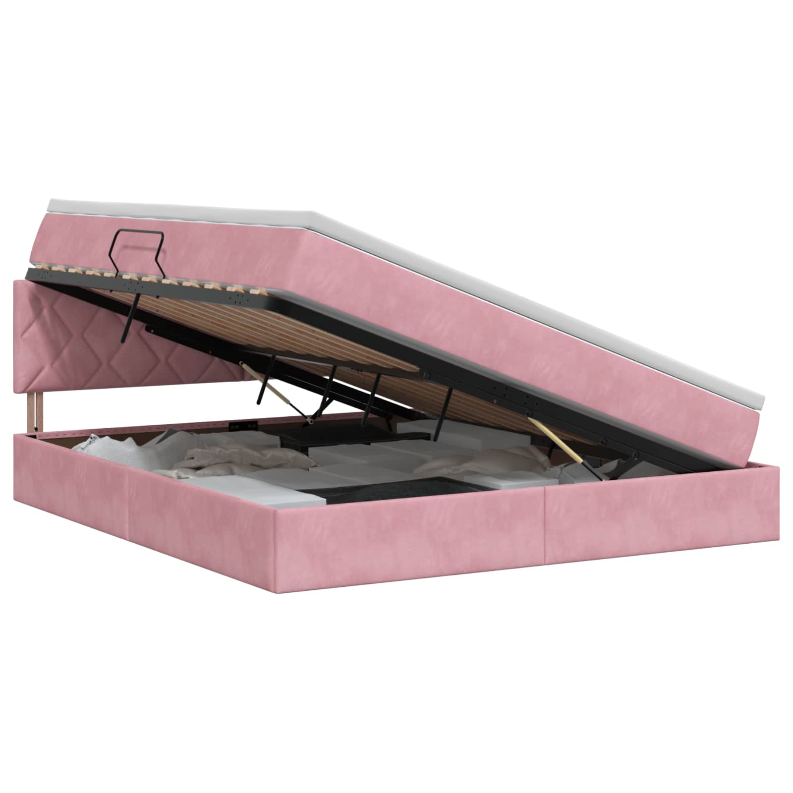 Opslag bed met hoofdeinde Roze 160 x 200 cm Fluweel