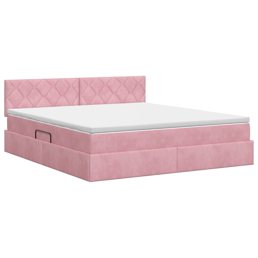 Opslag bed met hoofdeinde Roze 160 x 200 cm Fluweel