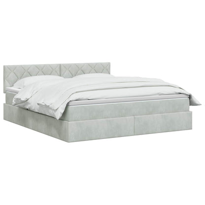Opslag bed met hoofdeinde Lichtgrijs 180 x 200 cm Fluweel