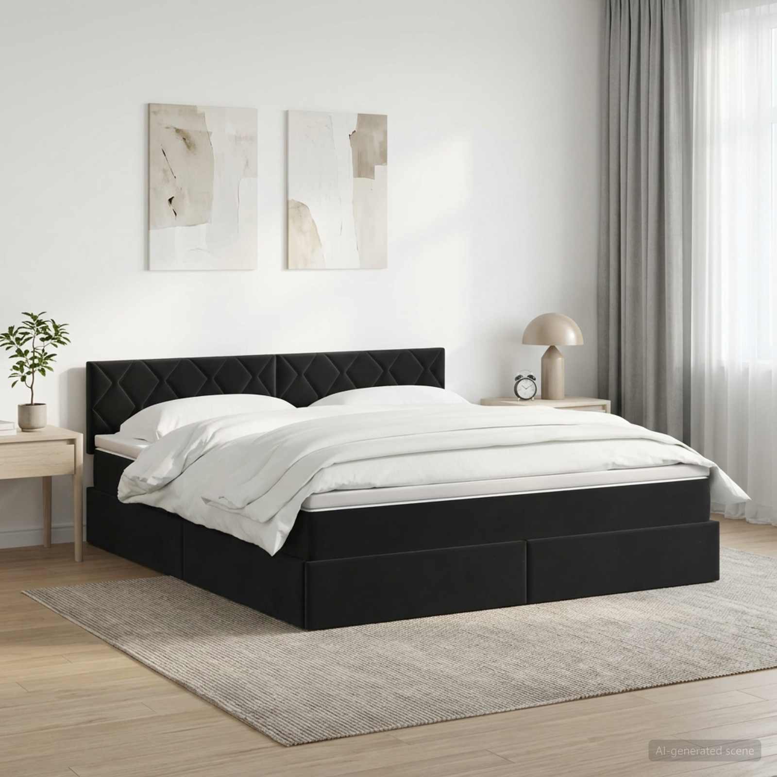 Opslag bed met hoofdeinde Zwart 140 x 190 cm Fluweel