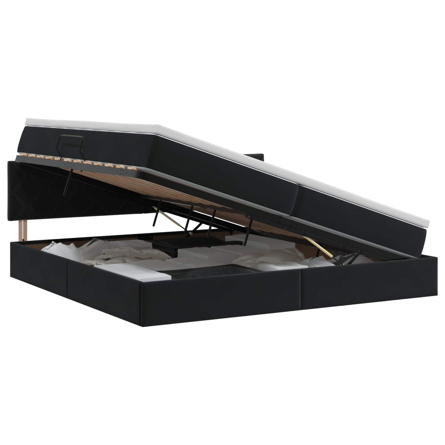 Opslag bed met hoofdeinde Zwart 200 x 200 cm Fluweel
