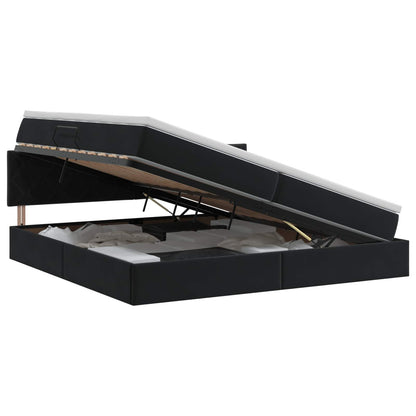 Opslag bed met hoofdeinde Zwart 200 x 200 cm Fluweel