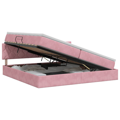 Opslag bed met hoofdeinde Roze 200 x 200 cm Fluweel