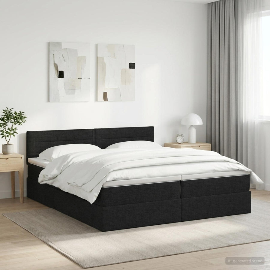 Opslag bed met hoofdeinde 2 st Zwart Nep Leer