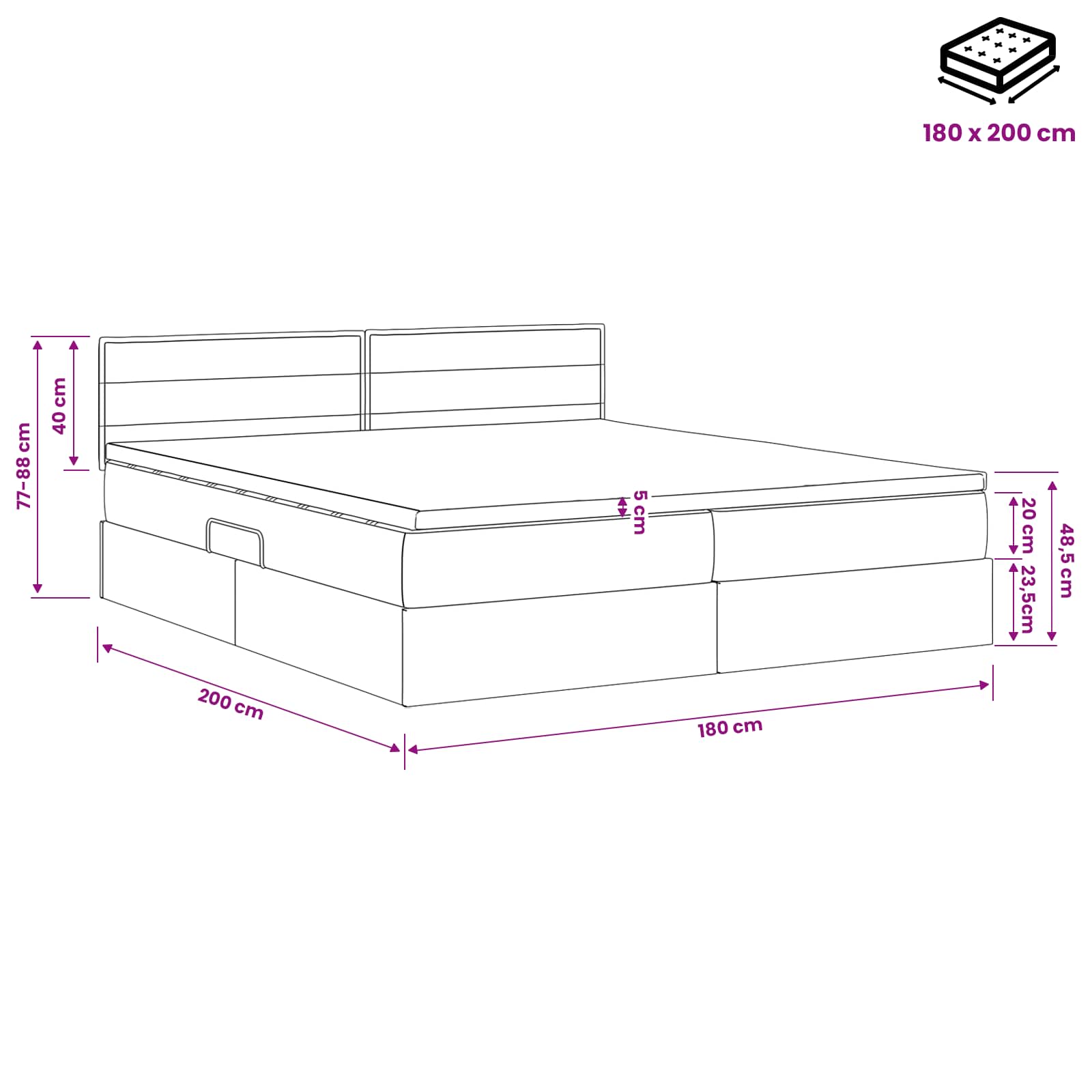 Opslag bed met hoofdeinde 2 st Zwart Nep Leer