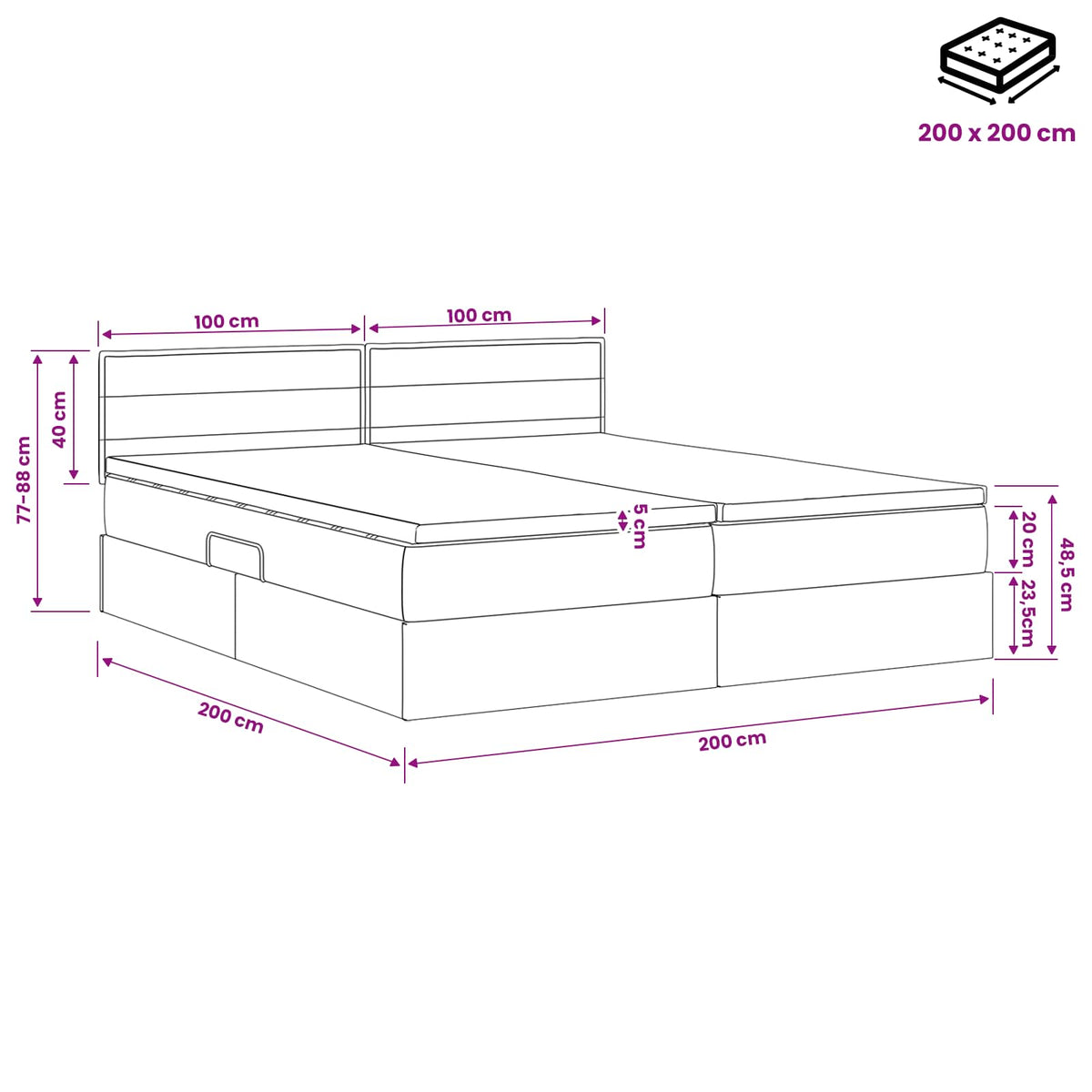 Opslag bed met hoofdeinde 2 st Zwart Nep Leer