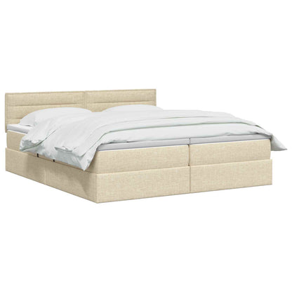 Opslag bed met hoofdeinde 2 st Crèmekleurig Nep Leer