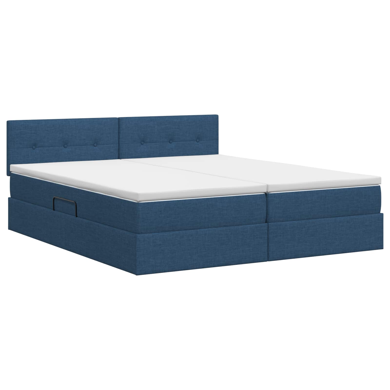 Opslag bed met hoofdeinde 2 st Blauw Nep Leer