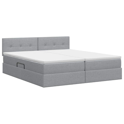 Opslag bed met hoofdeinde 2 st Lichtgrijs Nep Leer