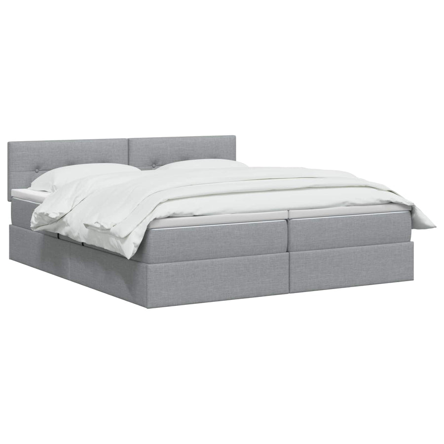 Opslag bed met hoofdeinde 2 st Lichtgrijs Nep Leer