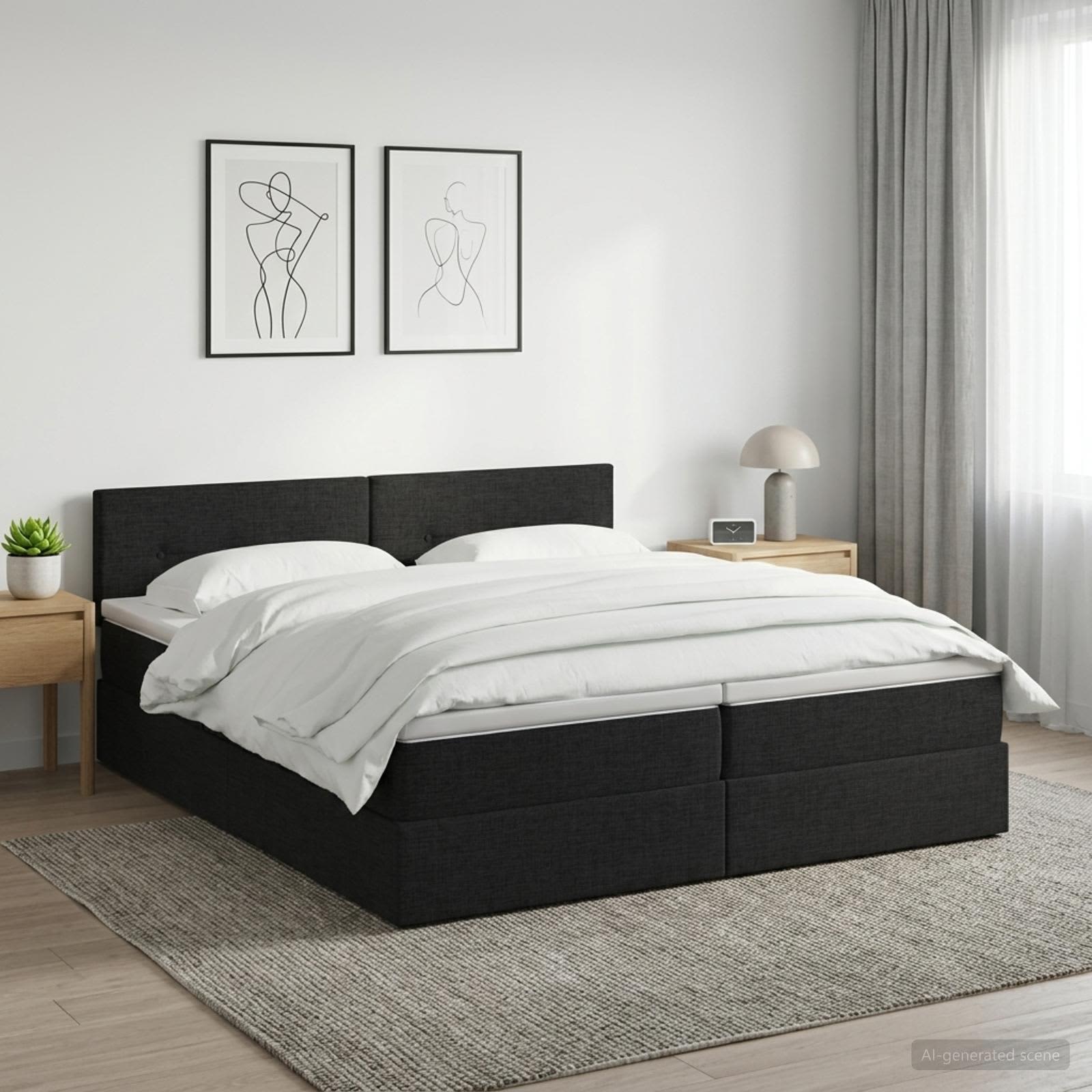 Opslag bed met hoofdeinde 2 st Zwart Nep Leer