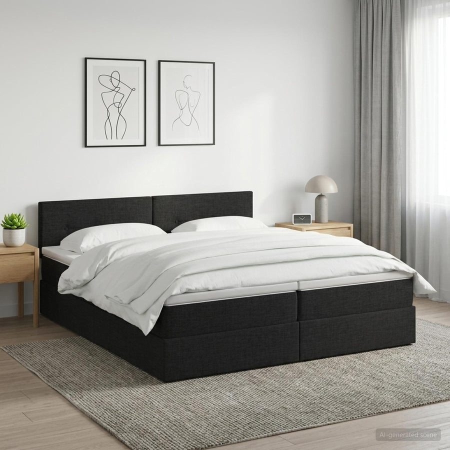 Opslag bed met hoofdeinde 2 st Zwart Nep Leer