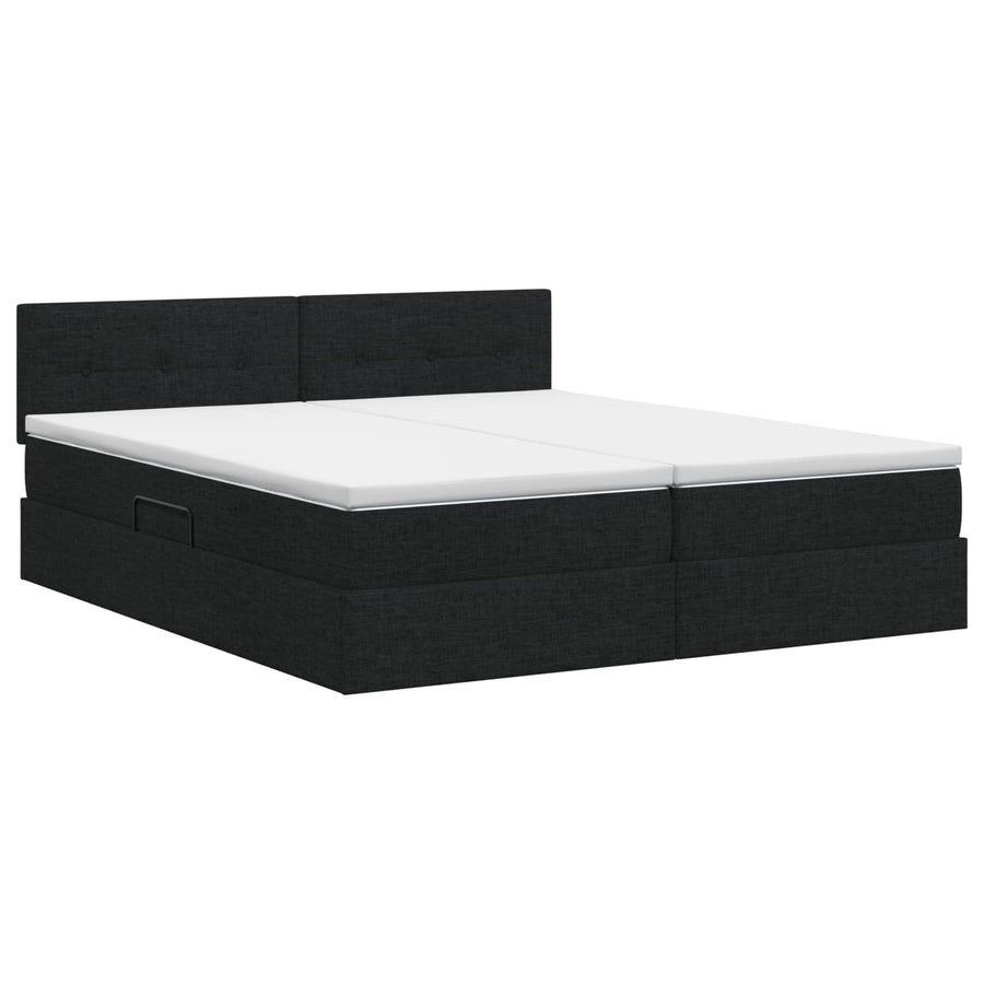 Opslag bed met hoofdeinde 2 st Zwart Nep Leer
