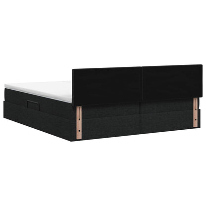 Opslag bed met hoofdeinde 2 st Zwart Nep Leer