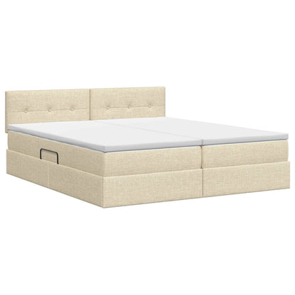 Opslag bed met hoofdeinde 2 st Crèmekleurig Nep Leer