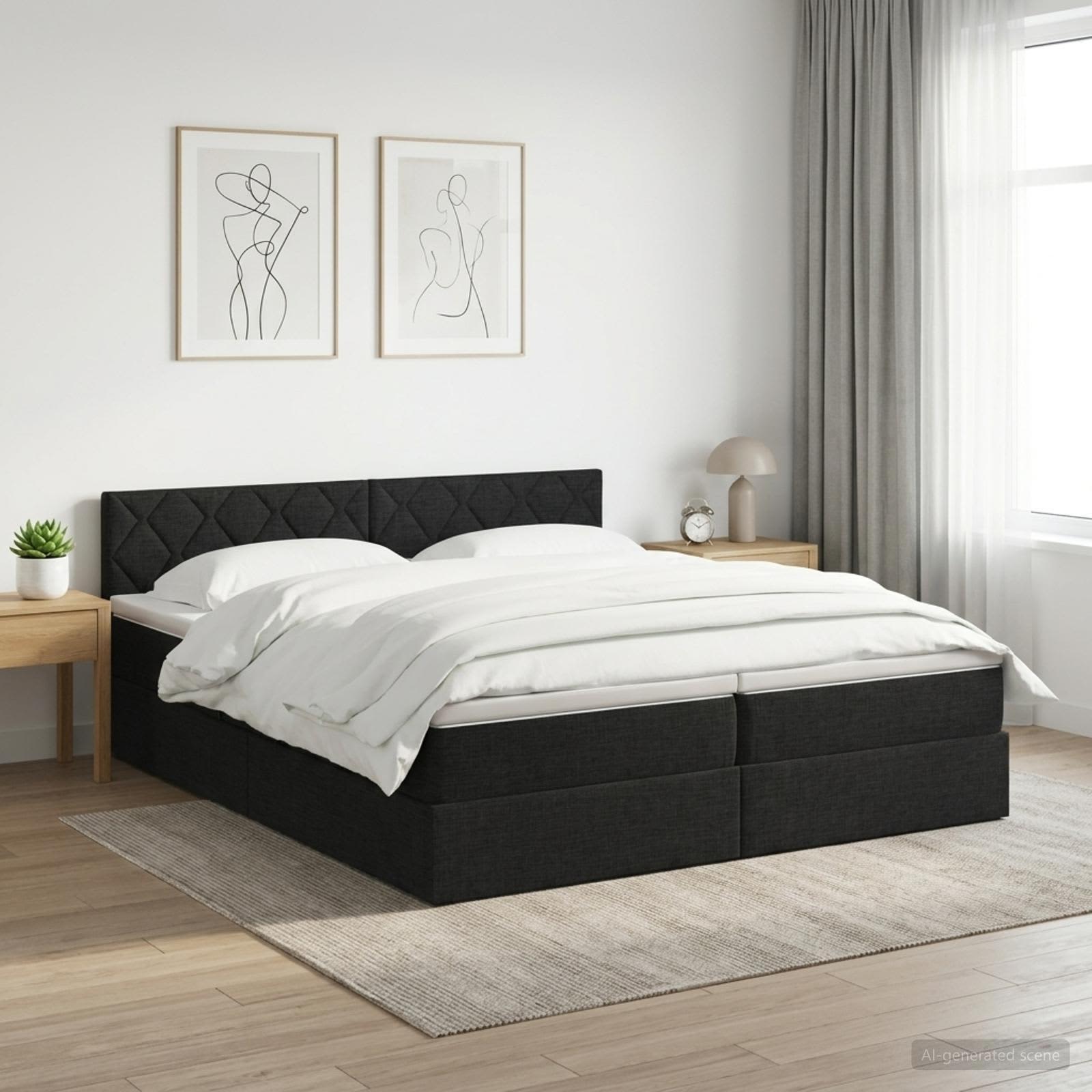 Opslag bed met hoofdeinde 2 st Zwart Nep Leer