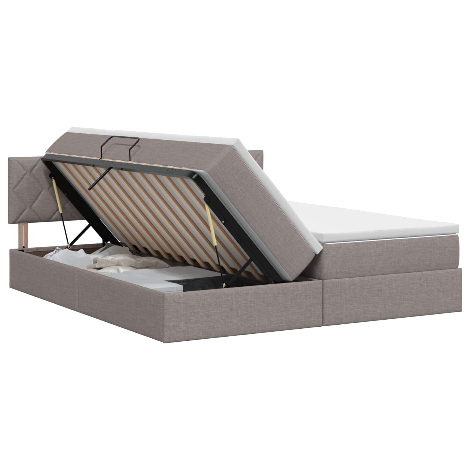 Opslag bed met hoofdeinde 2 st Taupe Nep Leer