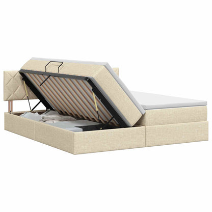 Opslag bed met hoofdeinde 2 st Crèmekleurig Nep Leer