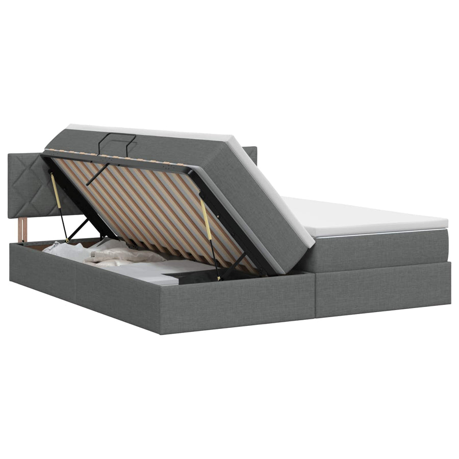 Opslag bed met hoofdeinde 2 st Donkergrijs Nep Leer