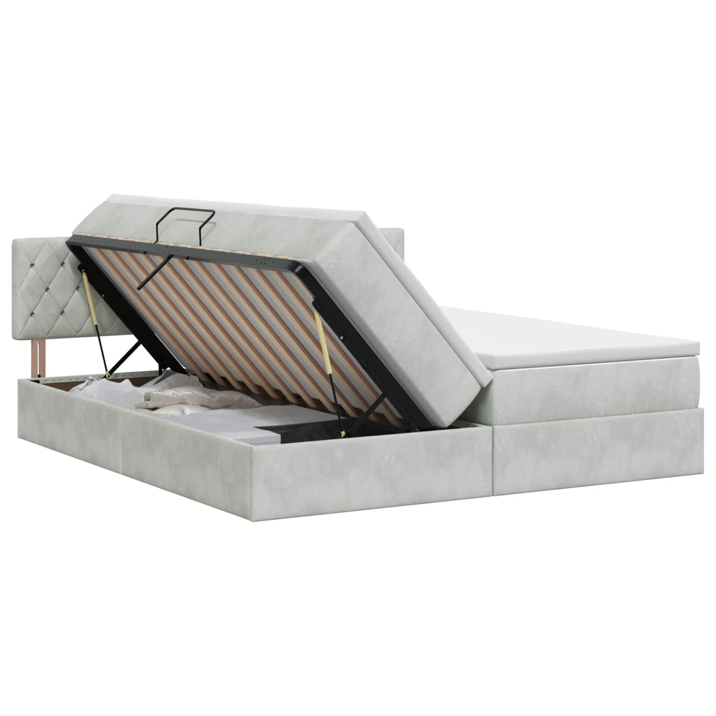 Opslag bed met hoofdeinde 2 st Lichtgrijs