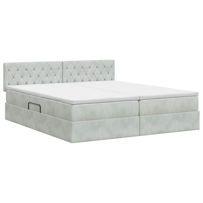 Opslag bed met hoofdeinde 2 st Lichtgrijs