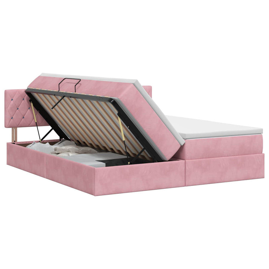 Opslag bed met hoofdeinde 2 st Roze