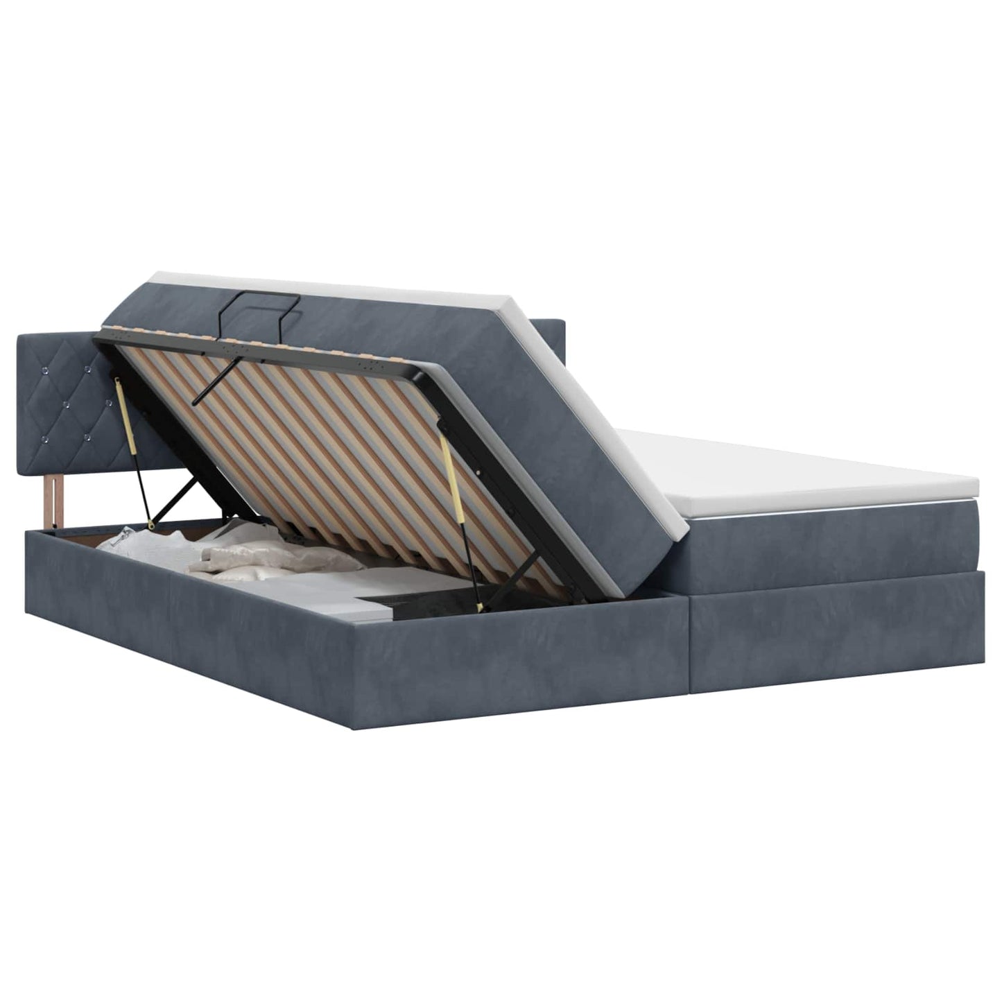Opslag bed met hoofdeinde 2 st Donkergrijs