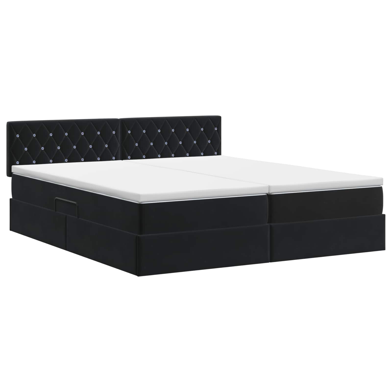 Opslag bed met hoofdeinde 2 st Zwart
