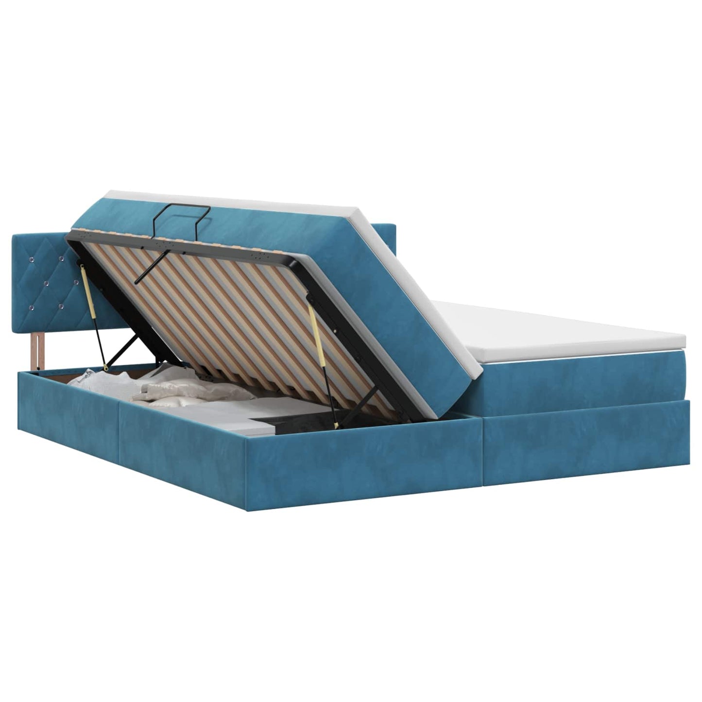 Opslag bed met hoofdeinde 2 st Donkerblauw